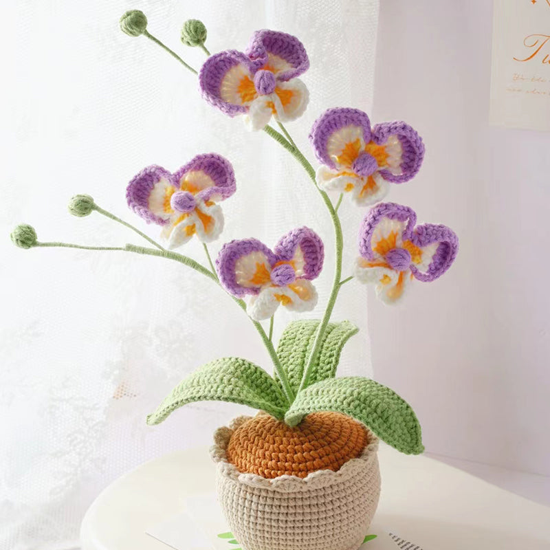 Handmade Crochet Orchid in Pot - Exquisite Flower Bouquet | Unique and Thoughtful Gift