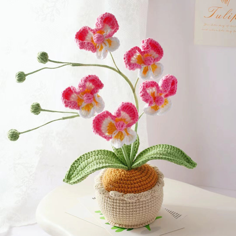 Handmade Crochet Orchid in Pot - Exquisite Flower Bouquet | Unique and Thoughtful Gift