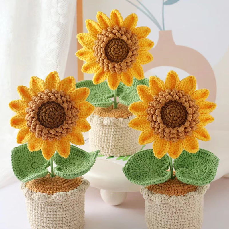 Handmade Crochet Sunflower in Pot - Stunning Flower Bouquet | Unique and Thoughtful