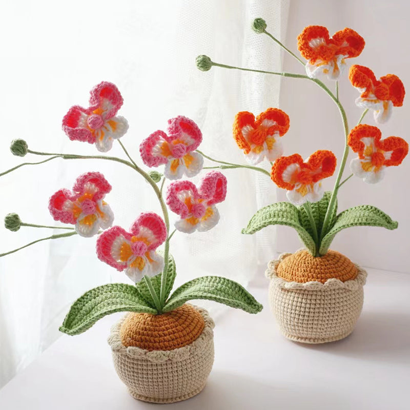 Handmade Crochet Orchid in Pot - Exquisite Flower Bouquet | Unique and Thoughtful Gift