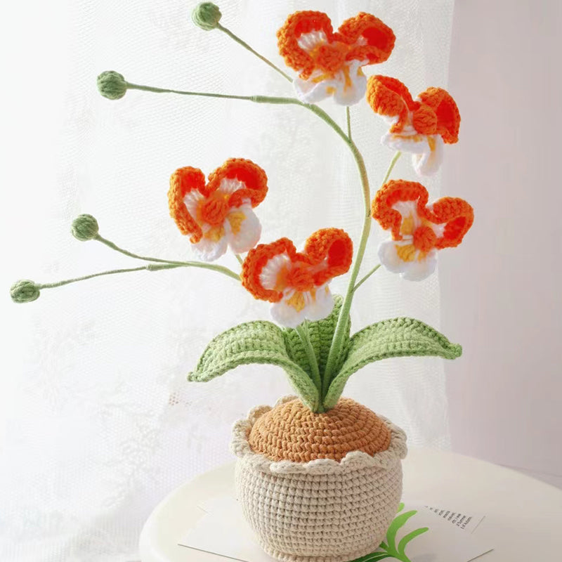 Handmade Crochet Orchid in Pot - Exquisite Flower Bouquet | Unique and Thoughtful Gift