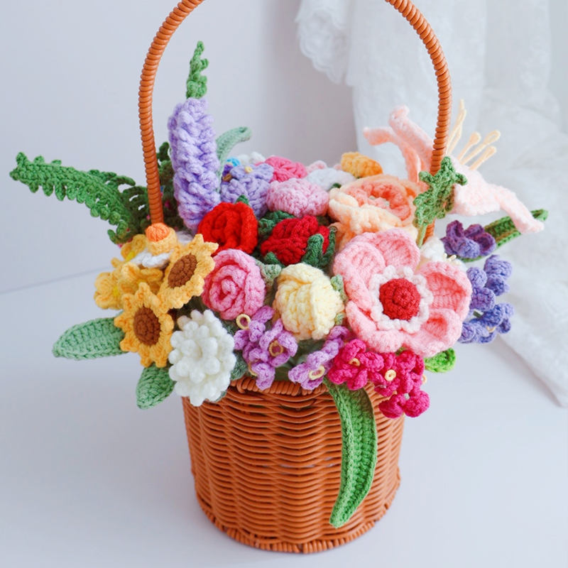 Handmade Crochet Basket - Flower Design | Stylish and Functional Home Organizer