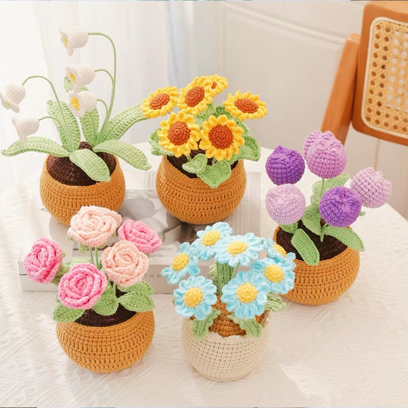 Handmade Crochet Flower in Pot - Beautiful Home Decor | Perfect Gift